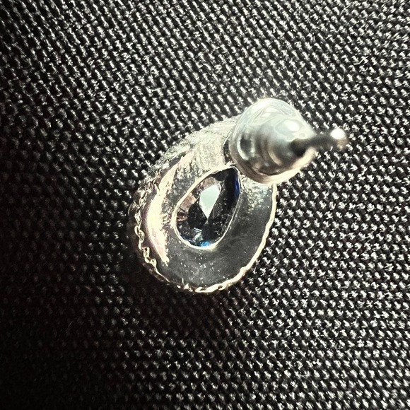 Danecraft Fine Silver Plate Sapphire Blue CZ Teardrop Earrings w/Box Vintage - Picture 8 of 14